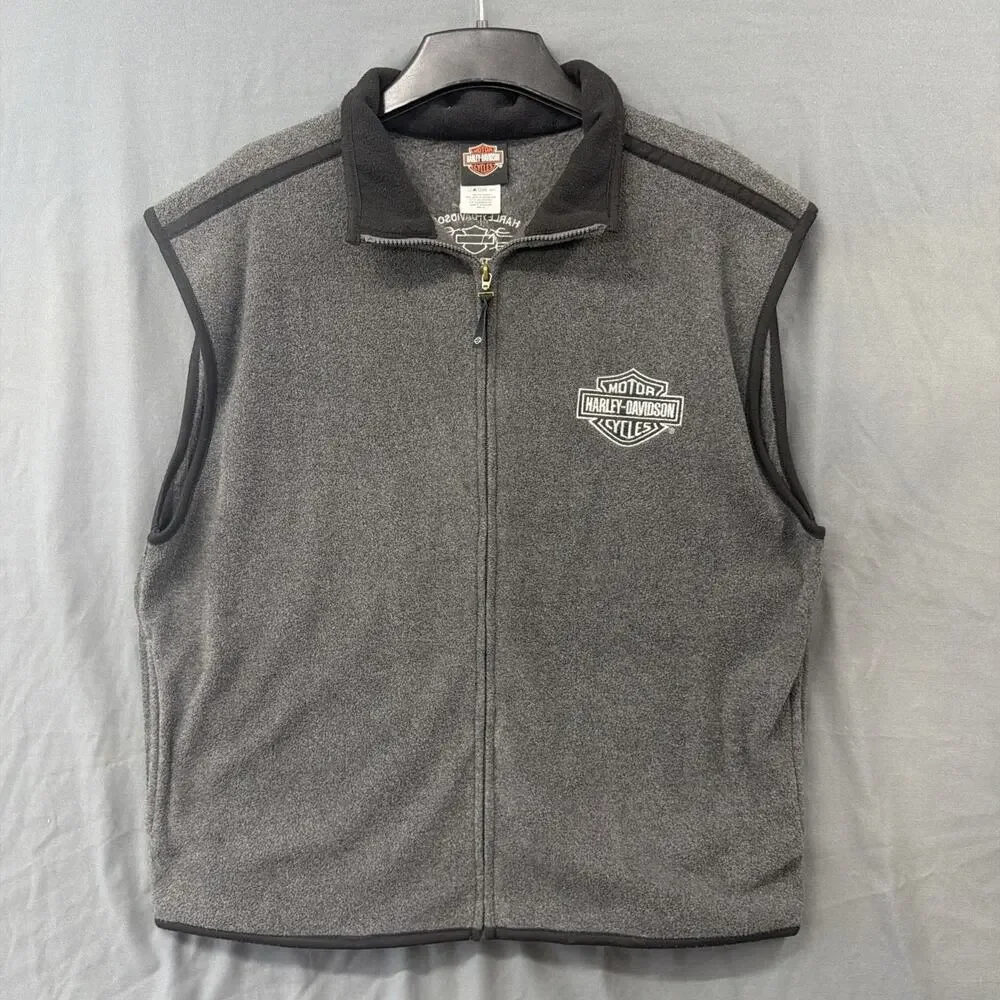 Harley Davidson Men's Fleece Vest Size Small Full Zip Logo on Chest Hand Pockets